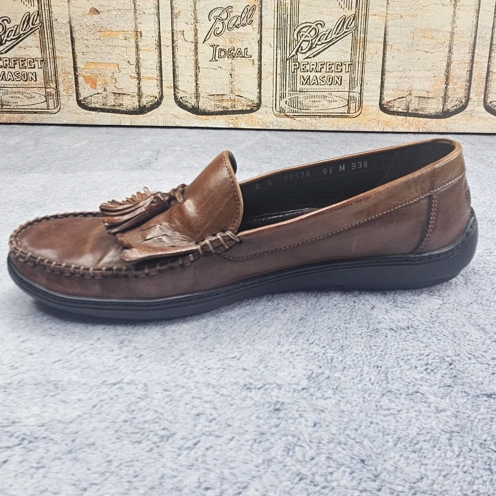 Bragano Tassel Loafers Mens 9.5 Brown Leather Kiltie Fringe Italy Dress Shoes